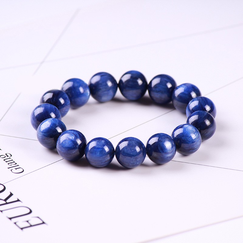 天然藍晶石手鍊手鏈第三等級藍晶石手串手珠高品質 串珠貓眼明顯 提高信心