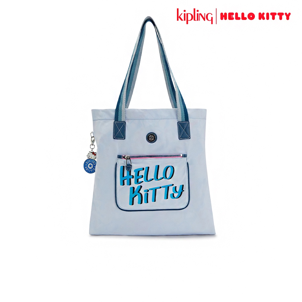 Kipling x HELLO KITTY率性藍酷玩藝術家實用肩背袋-SIMPLE TOTE P