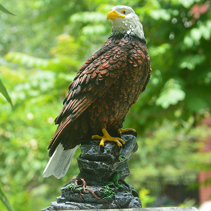 【現貨】實拍 大號老鷹擺件 仿真動物模型 書房園藝雕像裝飾