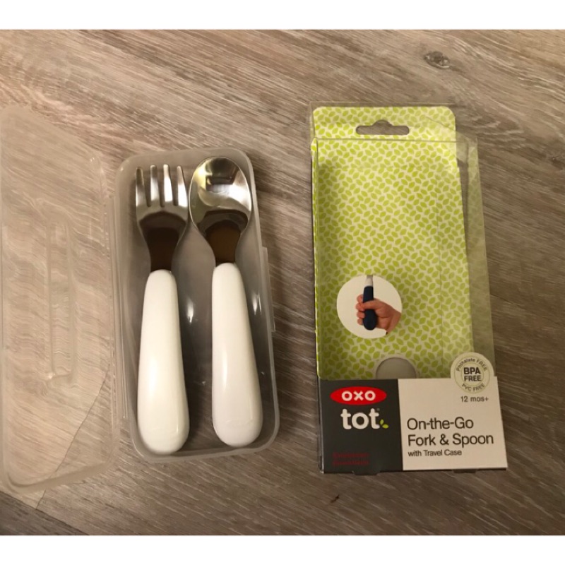 [現貨]🇺🇸OXO tot兒童叉匙組盒裝學習餐具組-白藍