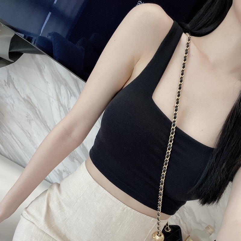 【CHING'S自訂】現貨 方領寬肩帶短版bra top美胸小背心 11色 分尺寸 含厚墊 MIT 女裝 小可愛 露腰