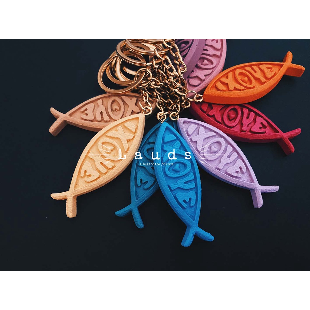 LAUDS_ XS希臘文耶穌魚鑰匙圈 / 多色 吊飾配件
