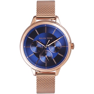RELAX TIME 經典三眼米蘭錶帶系列仕女腕錶-午夜藍 (RT-79-5)