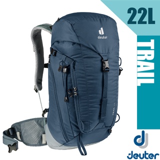 【德國 Deuter】TRAIL 22L輕量拔熱透氣健行登山背包 3D立體背負系統(附背包防雨套)/3440121 深藍