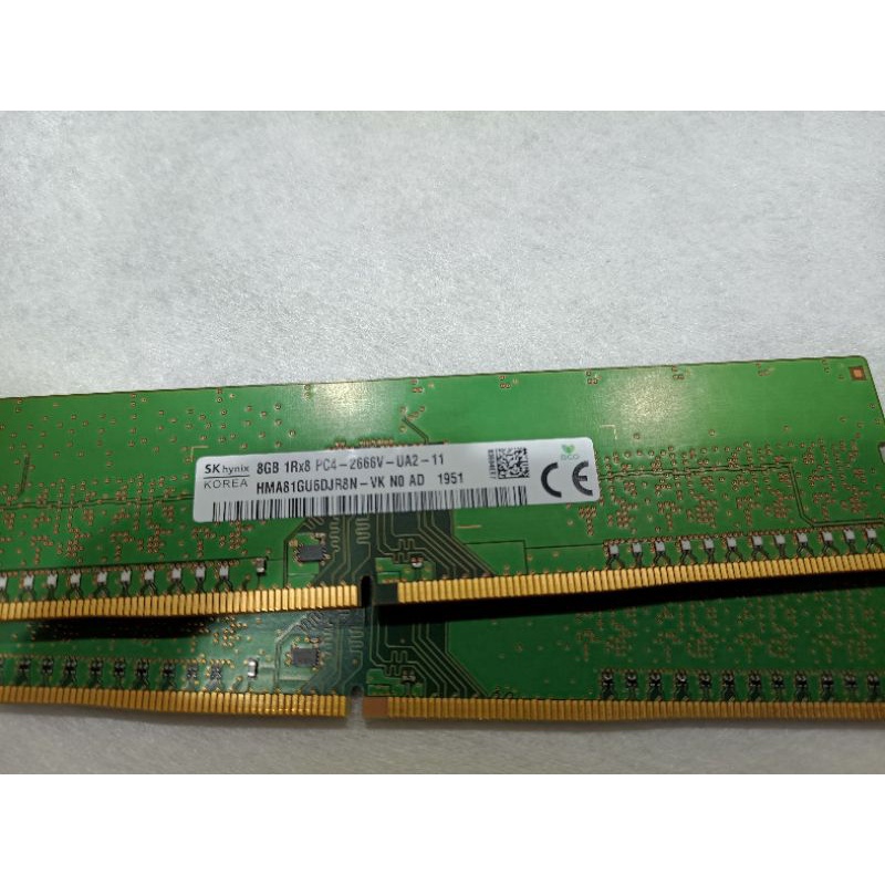 SK hynix海力士DDR4 8GB內存條 拆機用不到，兩入裝，低價賣出