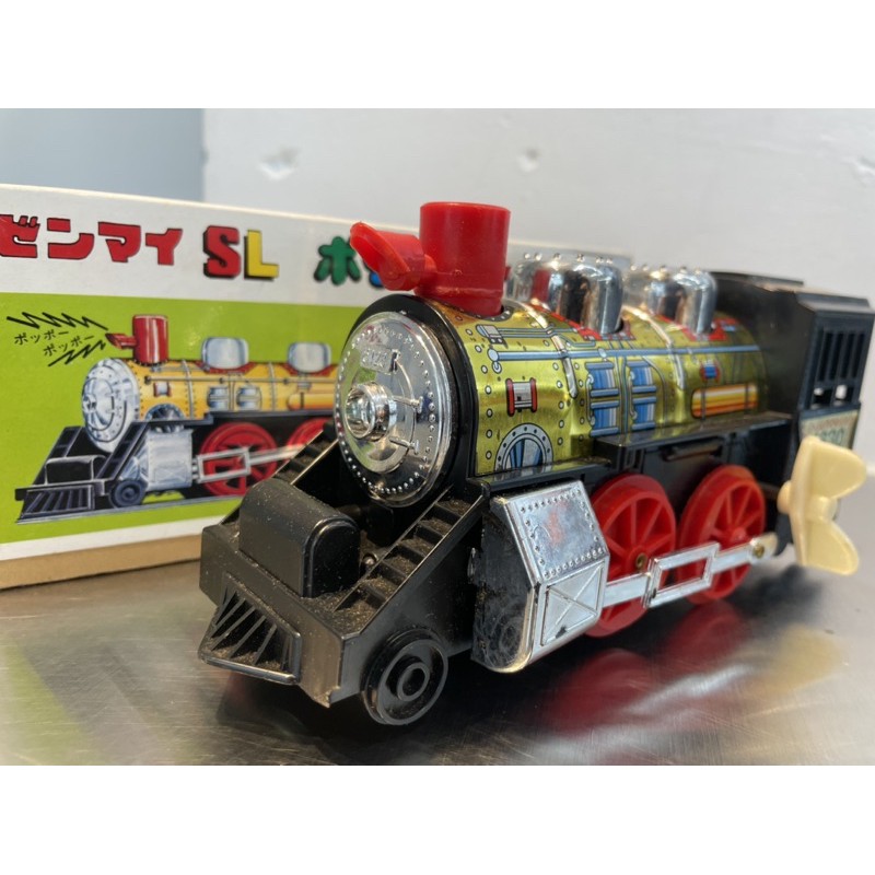 日本製 早期 半鐵皮蒸汽火車發條玩具