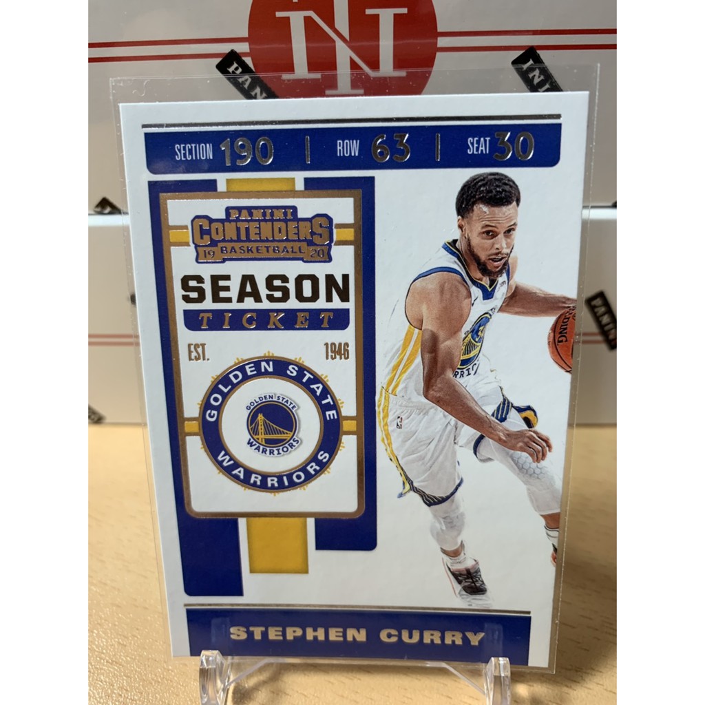 2019-20 Contenders Season Ticket Base #92 Stephen Curry 籃球卡