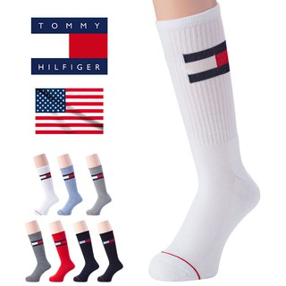 歐美休閒 TOMMY HILFIGER 運動潮流毛巾半筒長襪 復古款大LOGO款 襪子