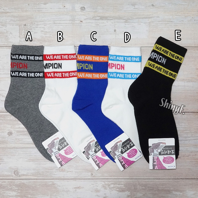 韓國襪子 英文字母 條紋 個性 CHAMPION 長襪 女襪 韓襪 韓國襪 襪子 現貨