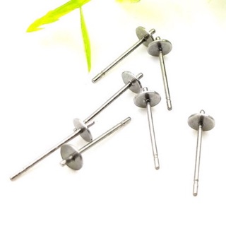 316鋼十字耳針 1對（2個）珍珠耳針 4mm 耳針 醫療鋼耳針 平托耳針 不鏽鋼飾品配件 手作材料 DIY