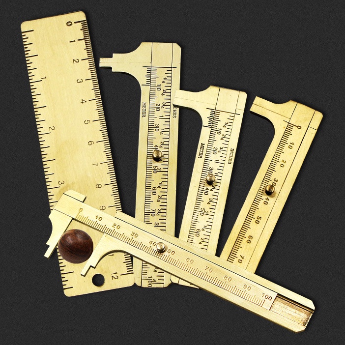 0-120雙刻度黃銅卡尺尖嘴款迷你黃銅卡尺 遊標尺 雙刻度測量尺子 便攜式袖珍復古銅尺