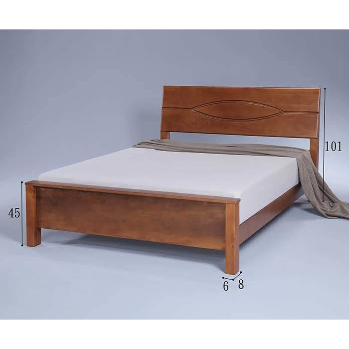 【萊夫家居】SN-310-2：淺胡桃6尺雙人床【台中家具】實木床 床架 床台 松木實木 四分床底板 台灣製造