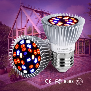 Led 植物燈泡植物燈 220V LED 全光譜燈 E27/E14 溫室生長照明水培燈泡 18 28W