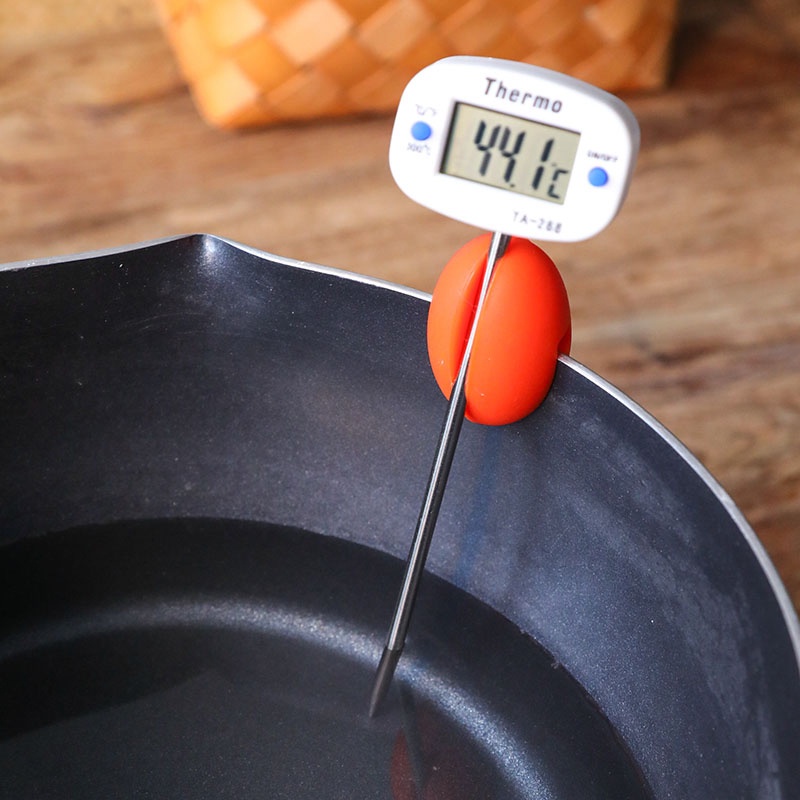 BREADLEAF 橘色矽膠溫度計探針夾 溫度計固定器 溫度計夾 鍋邊夾 煮糖 矽膠支架 熬糖
