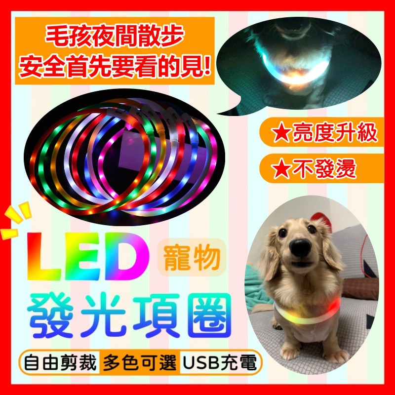 【好選購】寵物發光項圈 寵物發光頸圈 項圈 中型犬項圈 寵物LED LED項圈 寵物項圈 寵物用品 安全項圈 頸圈 現貨