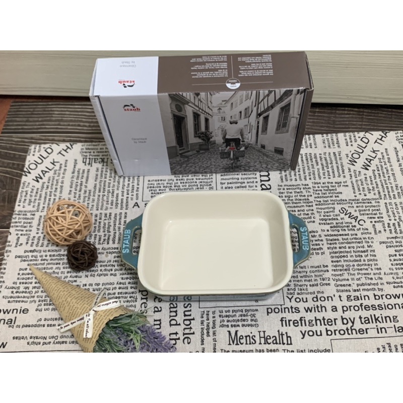 #全新有盒#【法國🇫🇷Staub】長方型陶瓷烤盤14cm*11cm-綠松石(0.4L)