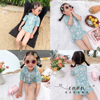 Xuan♥ 兒童泳衣女童ins韓版連體游泳衣帶帽新款可愛寶寶小中大女童泳裝
