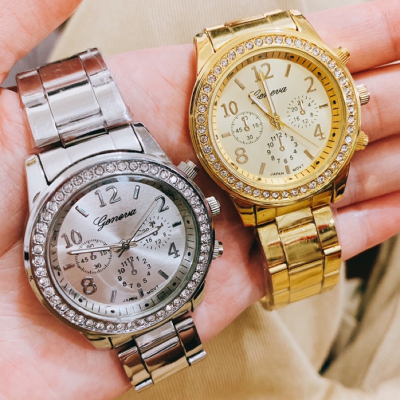 日內瓦 三眼錶 水鑽錶 鋼錶 商務錶 金錶 玫瑰金 男錶 對錶 情人節禮物 交換禮物 情侶款 現貨 閨蜜 錶 手錶