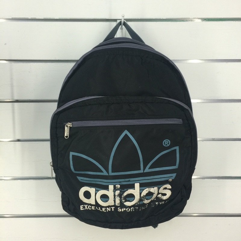 拚拚 古着 復古 adidas 愛迪達 尼龍 大LOGO 多層 電腦包 後背包 運動 登山 男女 美式 古著 二手