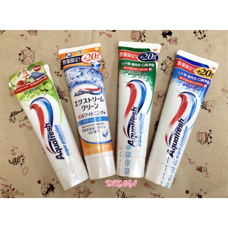 [寶の舖TAKARA] 加護三色牙膏 日本製 aquafresh 薄荷牙膏 超涼薄荷 牙膏 三色牙膏 三重防護 清爽牙膏