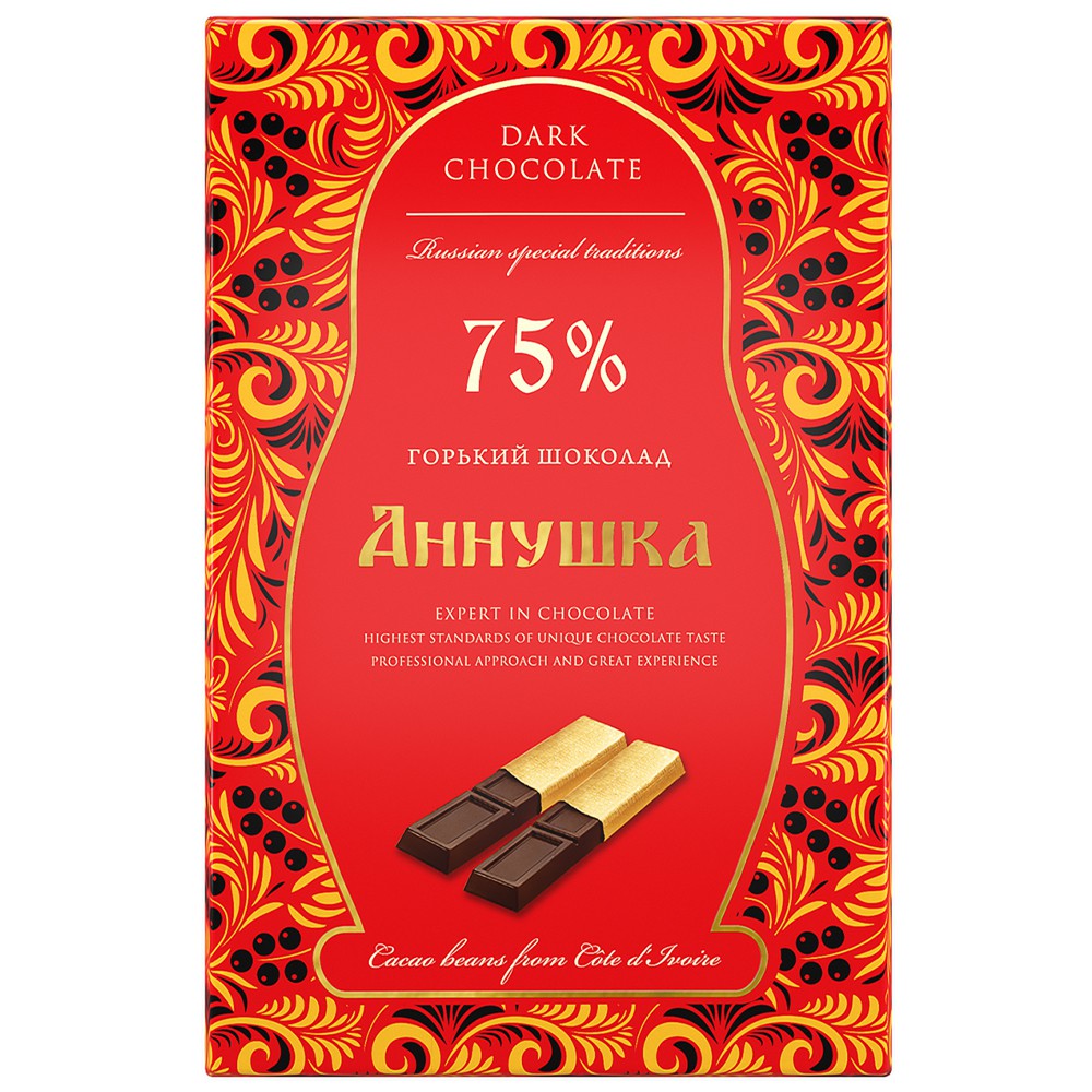 【洋可夫】俄羅斯安諾希卡Аннушка75%黑巧克力