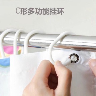 《臺灣現貨》塑膠浴簾掛勾 無痕窗簾掛勾 窗簾環 掛環 浴室掛環 C型環勾 窗簾扣 12入