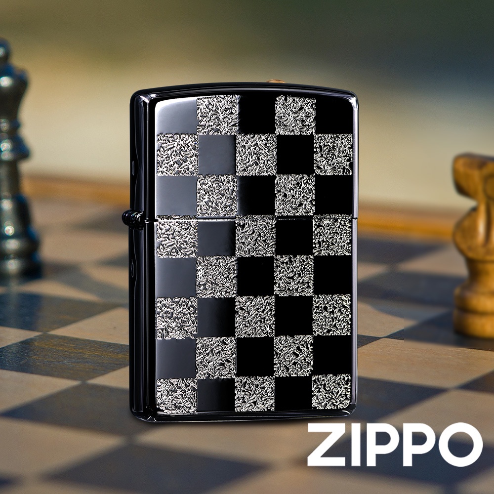 ZIPPO 西洋棋盤(黑銀+亮銀)防風打火機 日本設計 官方正版 現貨 限量 禮物 送禮 終身保固 ZA-3-145B