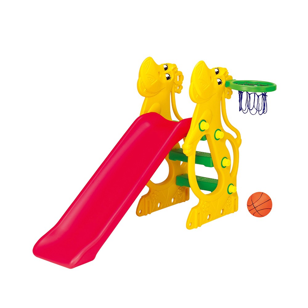親親CCTOY 河馬造型滑梯組   SL-12 黃色 ( 附籃球框/籃球100%台灣製造）