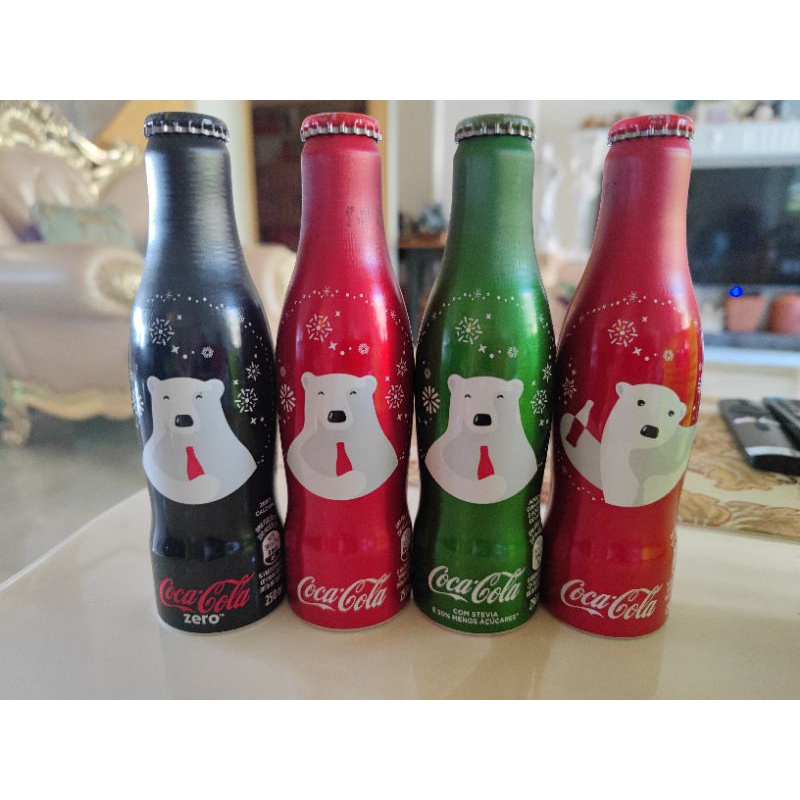 可口可樂巴西聖誕北極熊限量收藏鋁瓶，一套4款，全新原水原蓋收藏美品