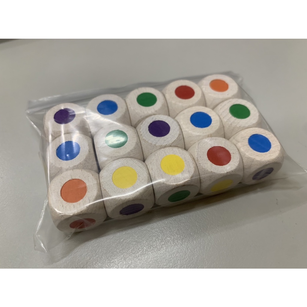 木頭骰子 六色彩點 大彩點骰子 點數骰子 桌遊骰子 大點骰子 彩色骰子