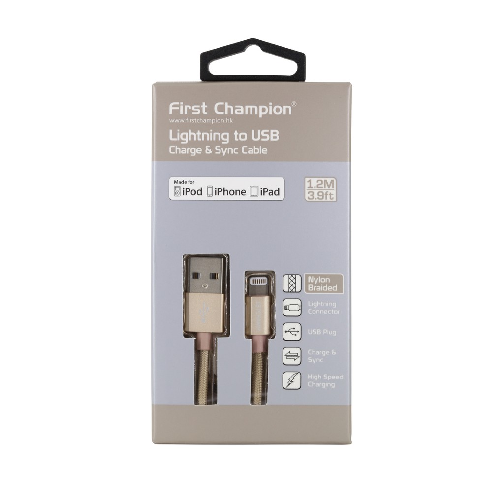 First Champion MFi認證 120cm Lightning USB 充電傳輸線 紅/粉紅色