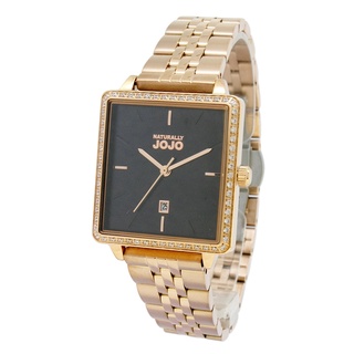 【大新竹鐘錶】【NATURALLY JOJO】極簡風格方型晶鑽腕錶JO96975-88R玫瑰金黑28mm