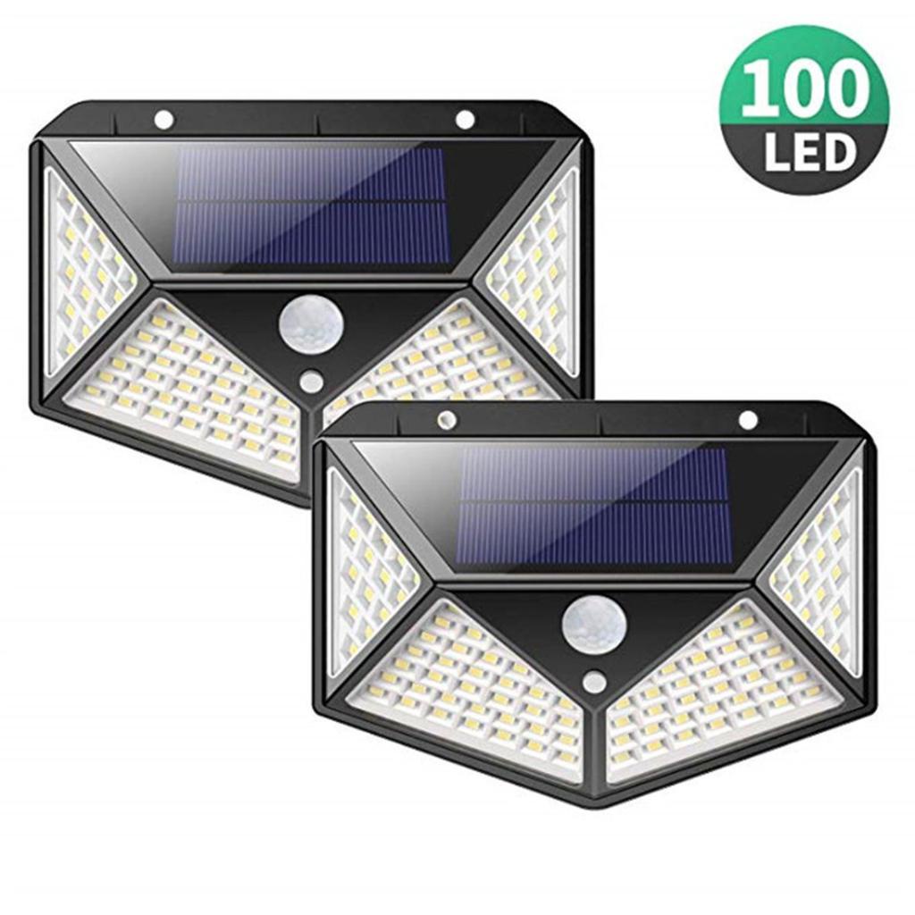 100 Led 太陽能壁燈四面發光太陽能燈人體感應