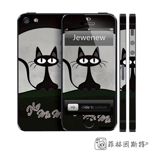 【 iPhone5全身貼 卡通黑貓 】Jewenew 杰葳新 5S SE 磨砂全身貼 機身貼 保護貼 側邊 菲林因斯特