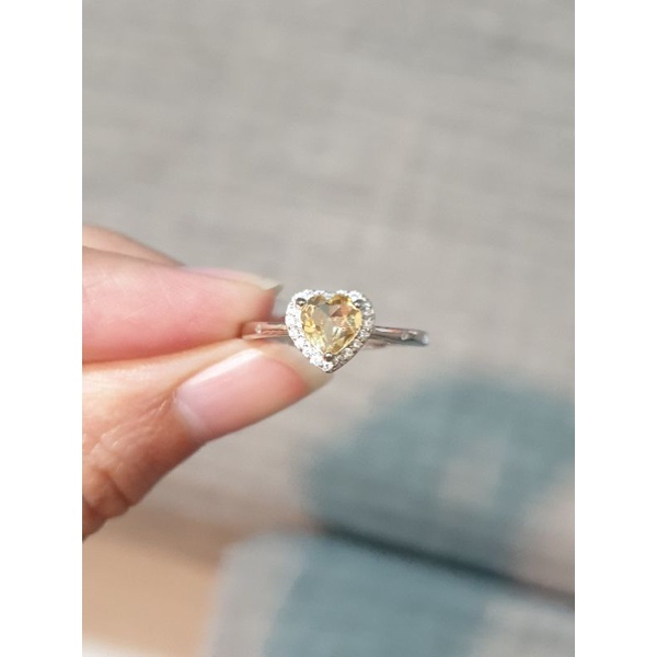 Collection Wang ♡ 925銀天然黃水晶切面愛心造型戒指