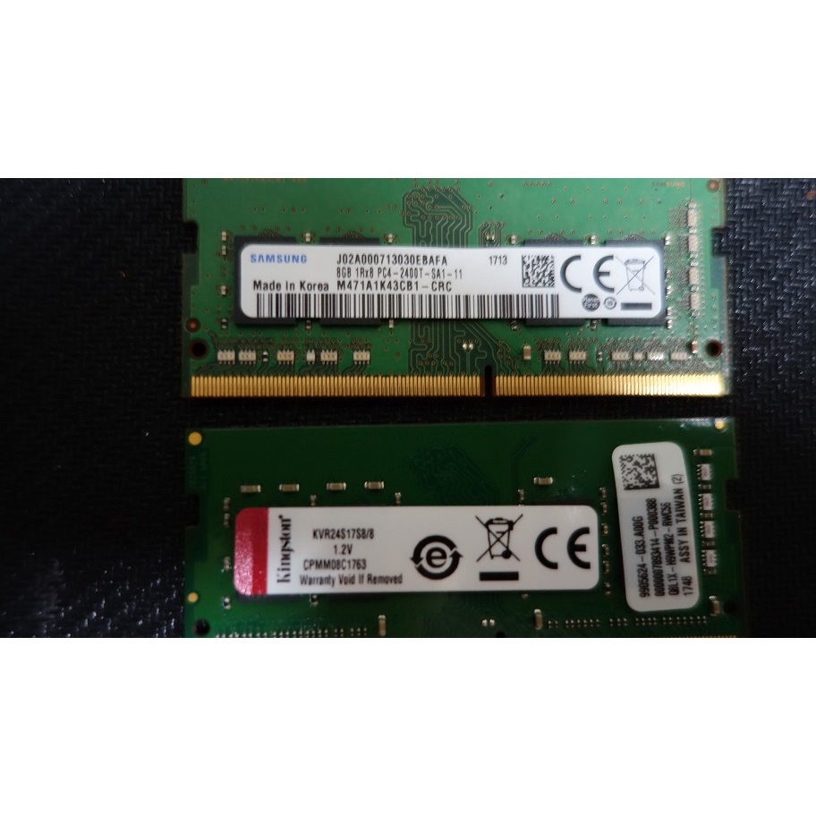 筆電記憶體 DDR4 2400 16GB (金士頓 8G 1隻&amp; 三星 8G 1隻)