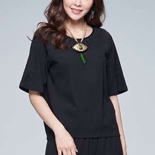 古典美 皺皺布花苞上衣【92075】/茶禪服/棉麻/純棉/短袖/中國風