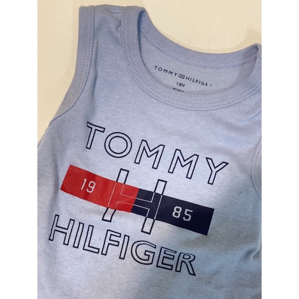 ［寶寶古著］Tommy Hilfiger 18m 嬰兒無袖包屁衣/連身裝 品牌水藍