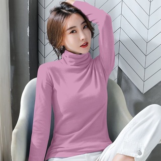 打底衫 單/兩件雙面德絨打底衫 女冬季百搭高領秋冬長袖保暖衣T恤內搭上衣