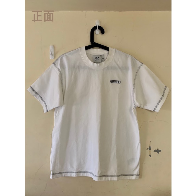 Adidas 男版車線白T-shirt S