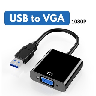 Usb 3.0 轉 VGA 視頻顯示適配器 1080P 多顯示器轉換器 (黑色)
