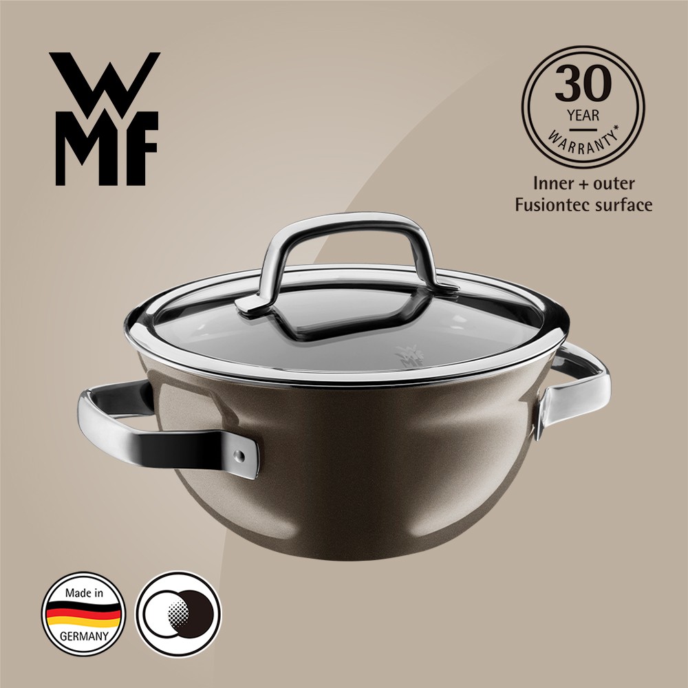 【贈不鏽鋼蒸盤+計時器】德國WMF FUSIONTEC 調理鍋20CM 2.3L(棕銅色)
