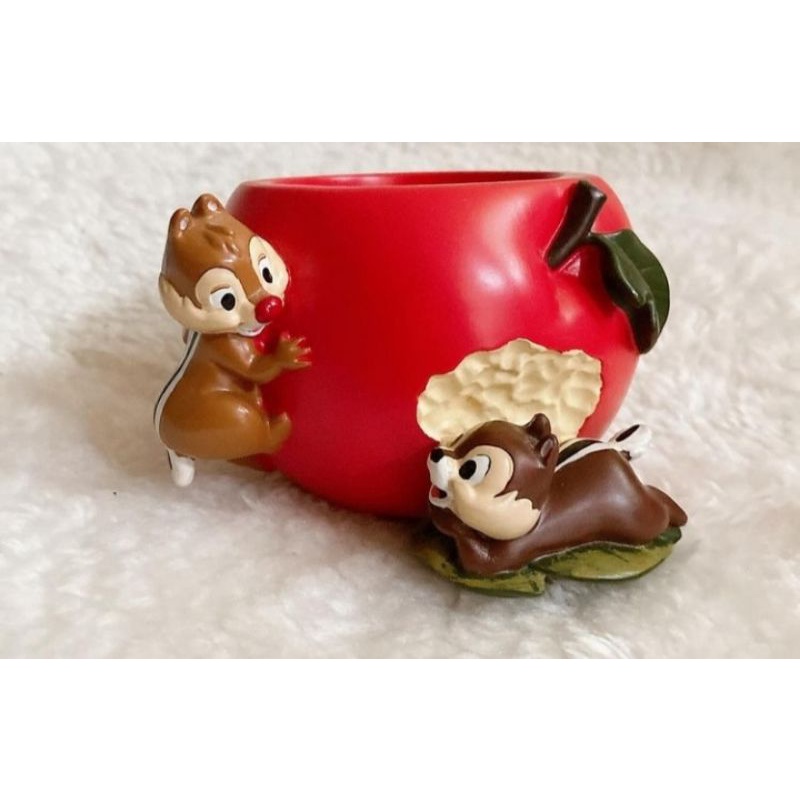 迪士尼Disney 奇奇蒂蒂chip  蘋果咬一口 kato kogei加藤工藝手工 樹脂陶擺飾 裝飾 筆筒 收納桶盒
