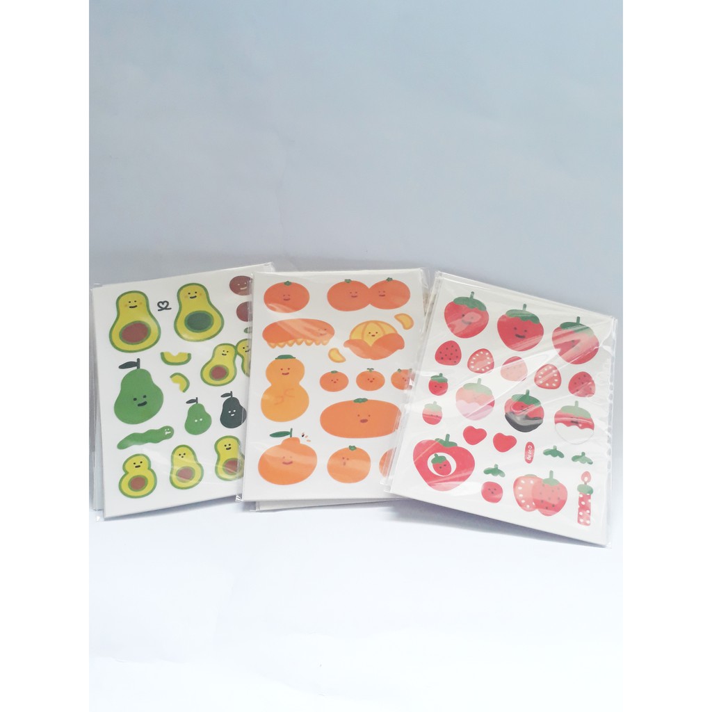 韓國水果可愛圖案貼紙(酪梨、草莓、橘子)