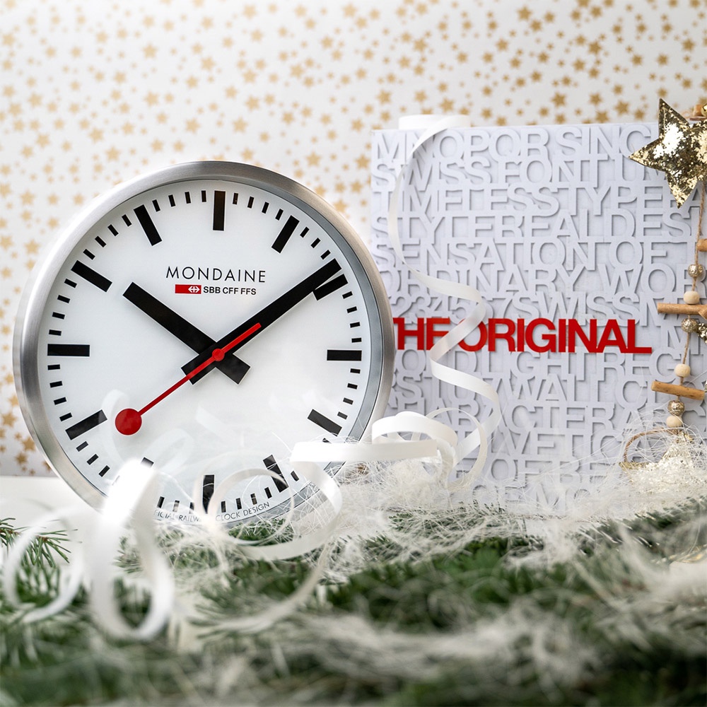 モンディーン スイス鉄道時計 MONDAINE 壁掛け・正確動きます 25㎝