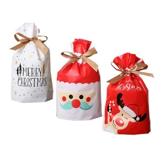 聖誕節禮物包裝抽繩袋(50入)紅鼻子小鹿／聖誕老人／金色聖誕【小三美日】DS005127