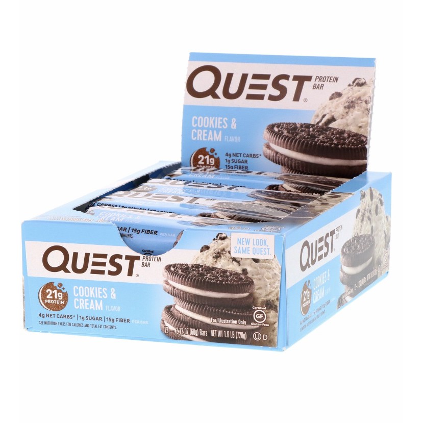 現貨《Quest Nutrition蛋白棒-奶油曲奇味》多件享優惠 ❥營養棒 代餐棒 高蛋白零食 高蛋白點心 ❥無麩質