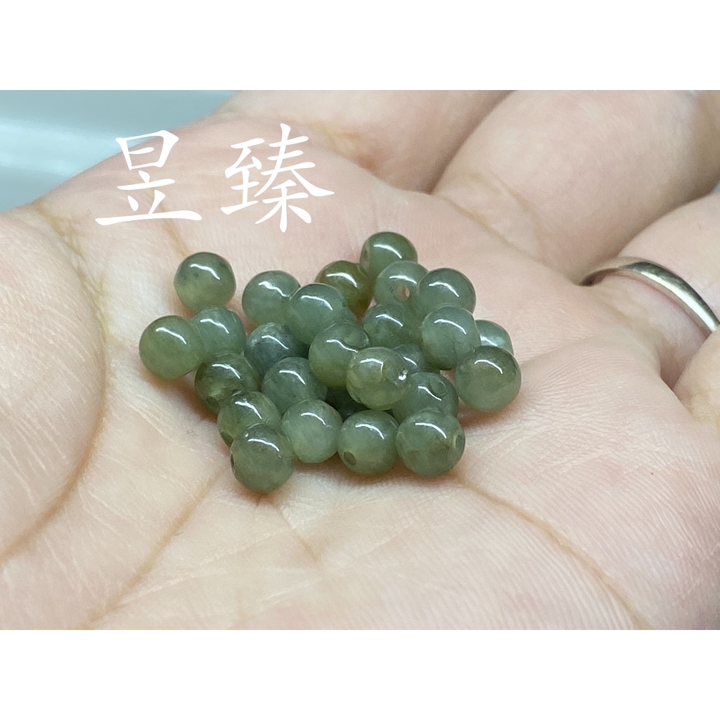 緬甸玉天然A貨翡翠冰種緬甸玉油青圓珠5.1mm，單個