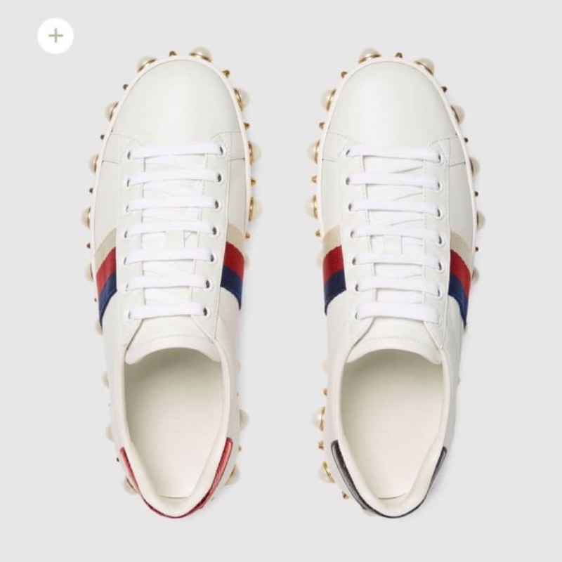 Gucci Ace Studded Sneaker 全新珍珠白布鞋 37 ACE