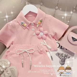 🎀biubiu童裝🎀女童夏季新款套裝2022爆款兒童短袖polo衫洋氣時尚女寶寶夏裝短褲